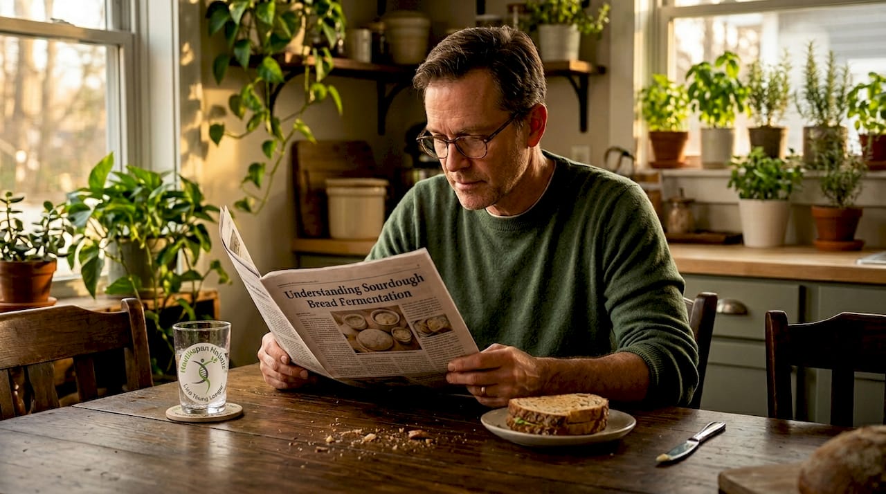 Man reading about sourdough digestion