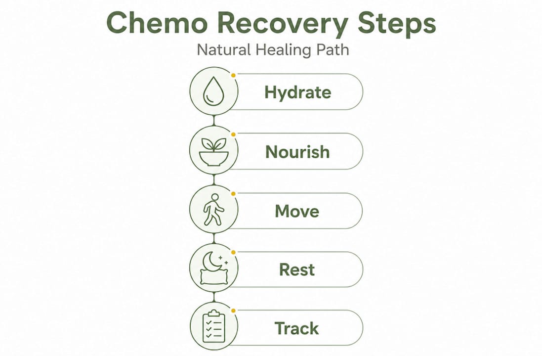 Infographic with five natural chemo recovery steps