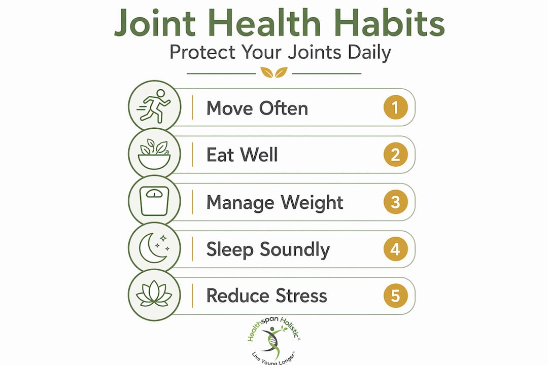 Infographic with daily habits for joint health