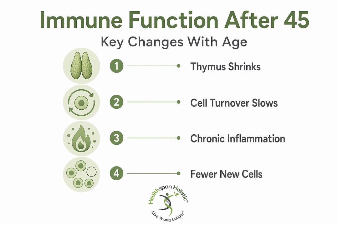 Infographic showing immune aging steps
