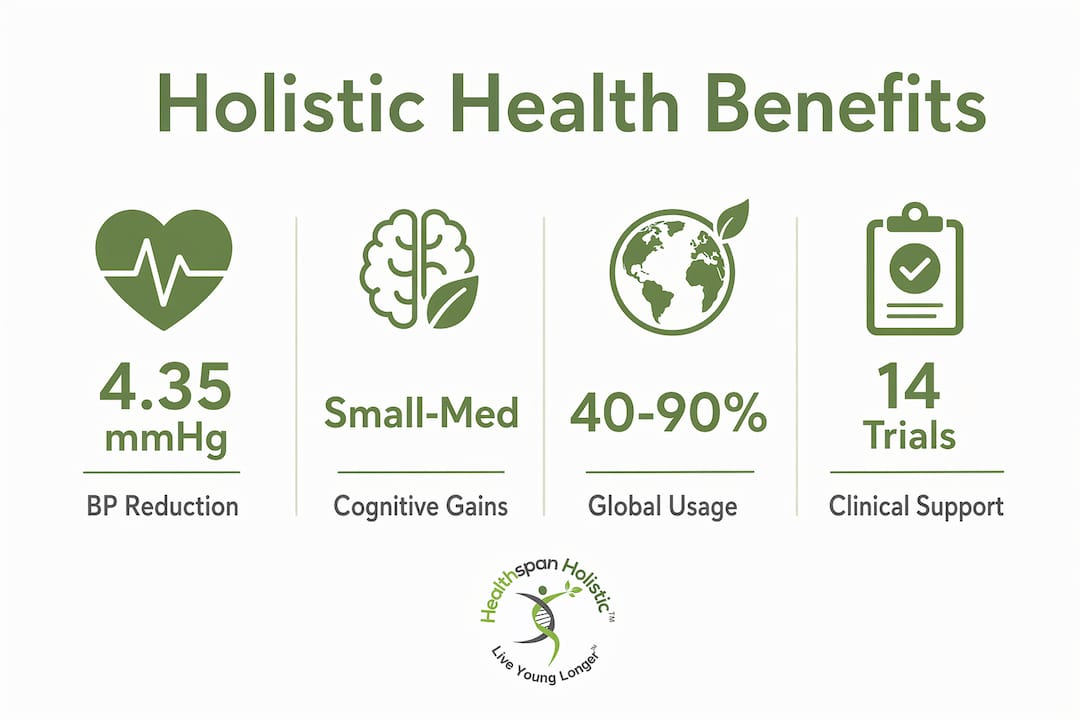 Infographic showing key statistics on holistic health benefits