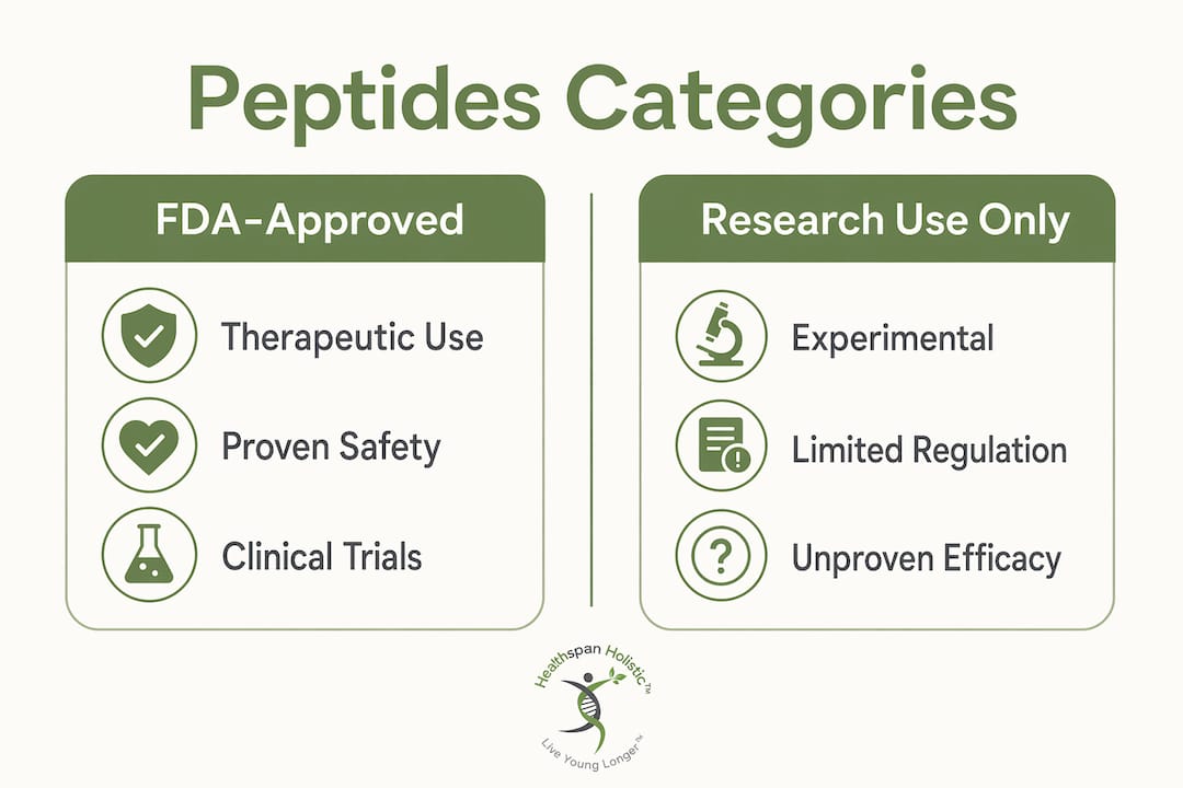 Infographic comparing two research peptide categories