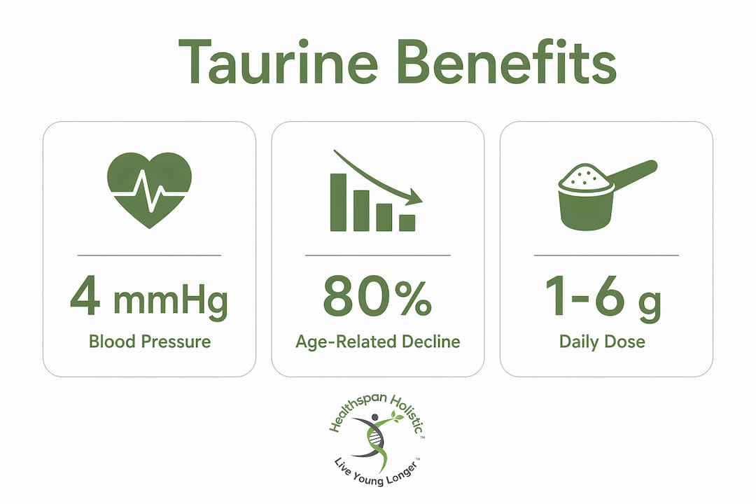 Infographic showing taurine benefits statistics overview