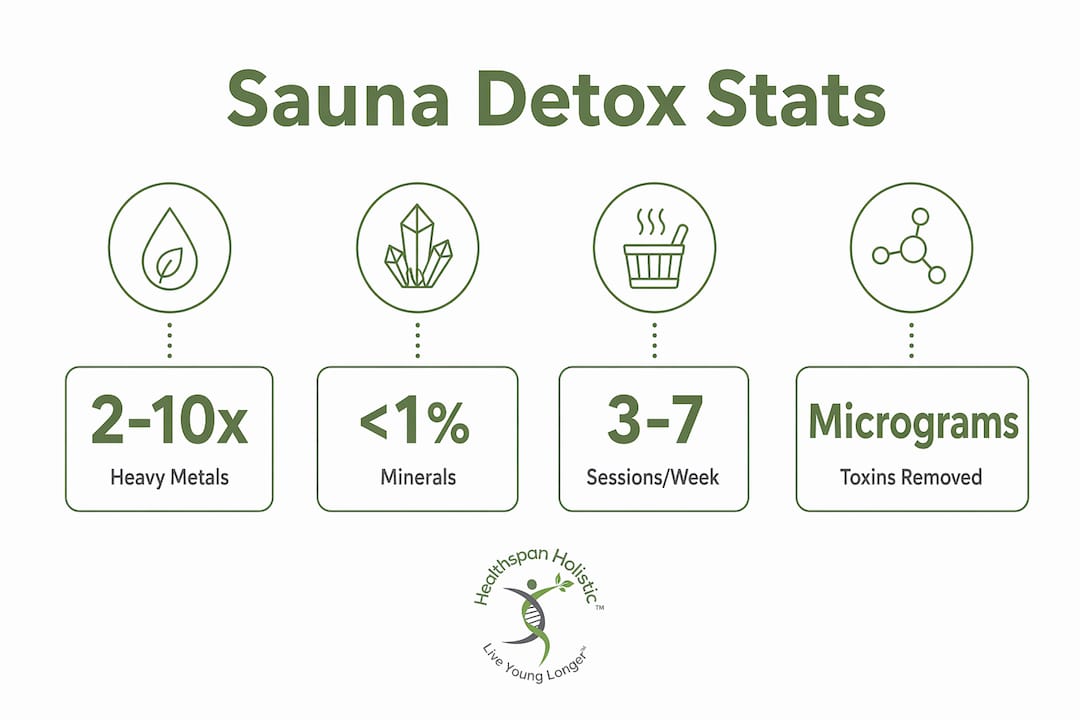 Infographic displaying sauna detox statistics and key facts