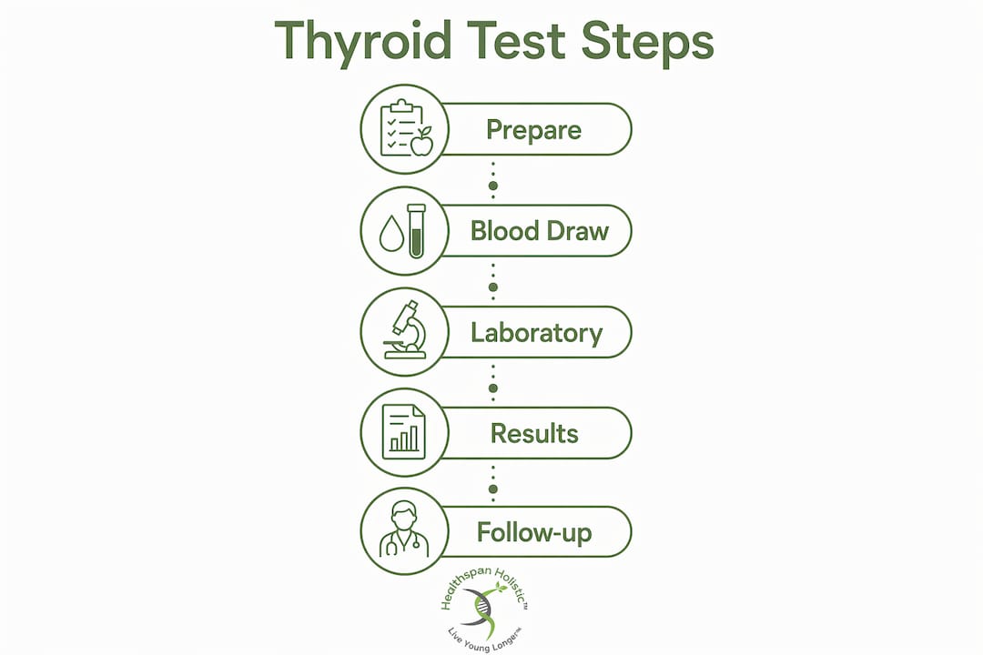 Infographic showing thyroid test steps