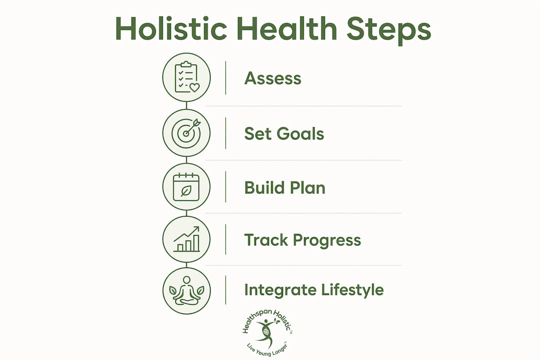 Infographic showing steps of holistic health plan