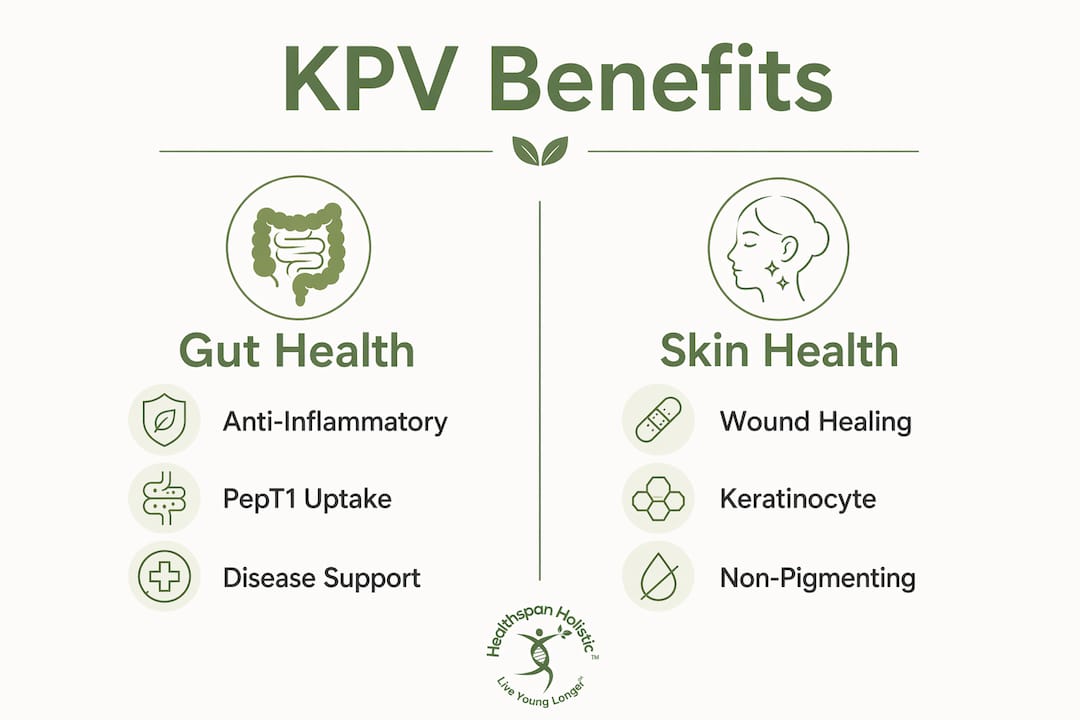 Infographic comparing KPV benefits for gut and skin health