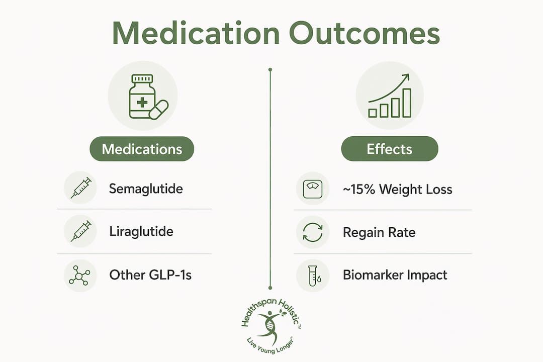 Infographic comparing weight loss medications and effects