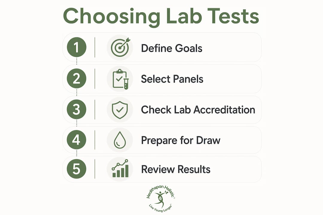 Step-by-step guide infographic to choosing lab tests