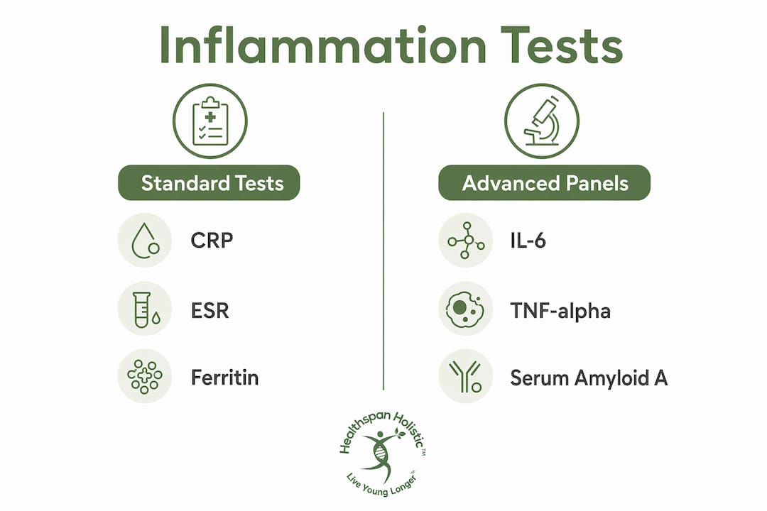 Infographic comparing standard and advanced inflammation tests