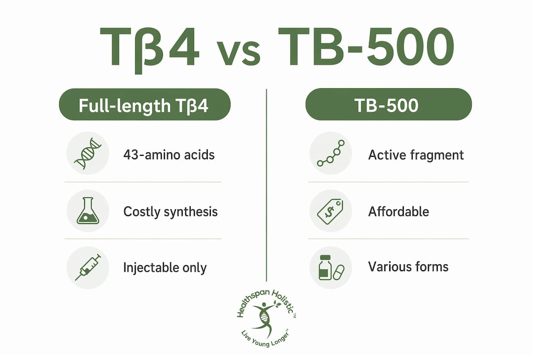 Infographic comparing thymosin beta 4 and TB-500
