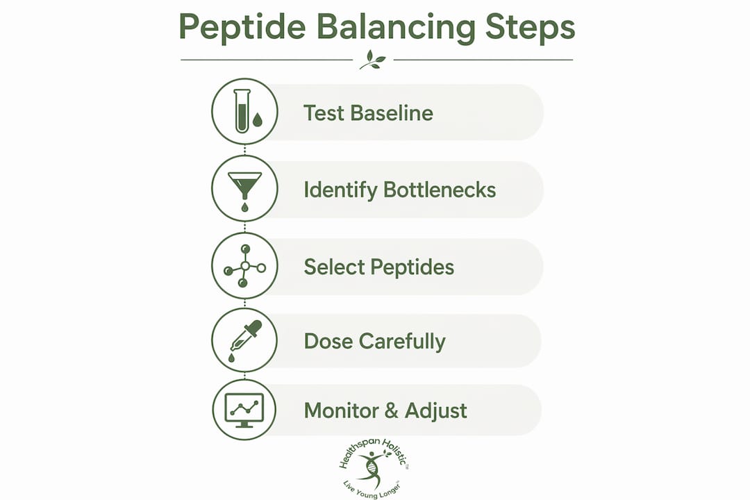 Step-by-step infographic on balancing functional peptides