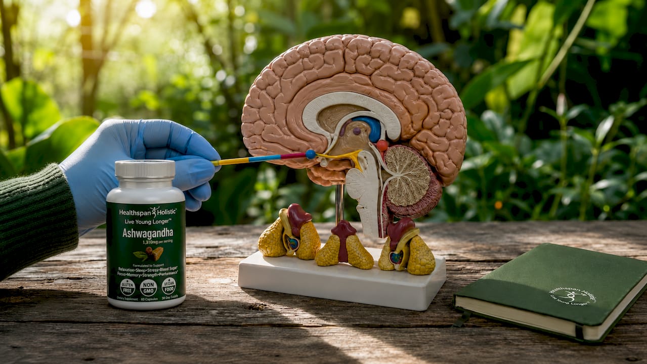 Medical model illustrating HPA axis anatomy