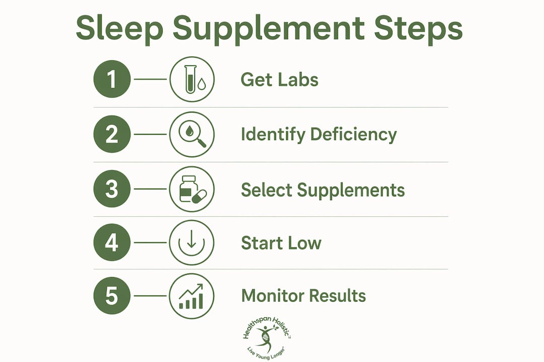 Infographic showing steps to choose sleep supplements