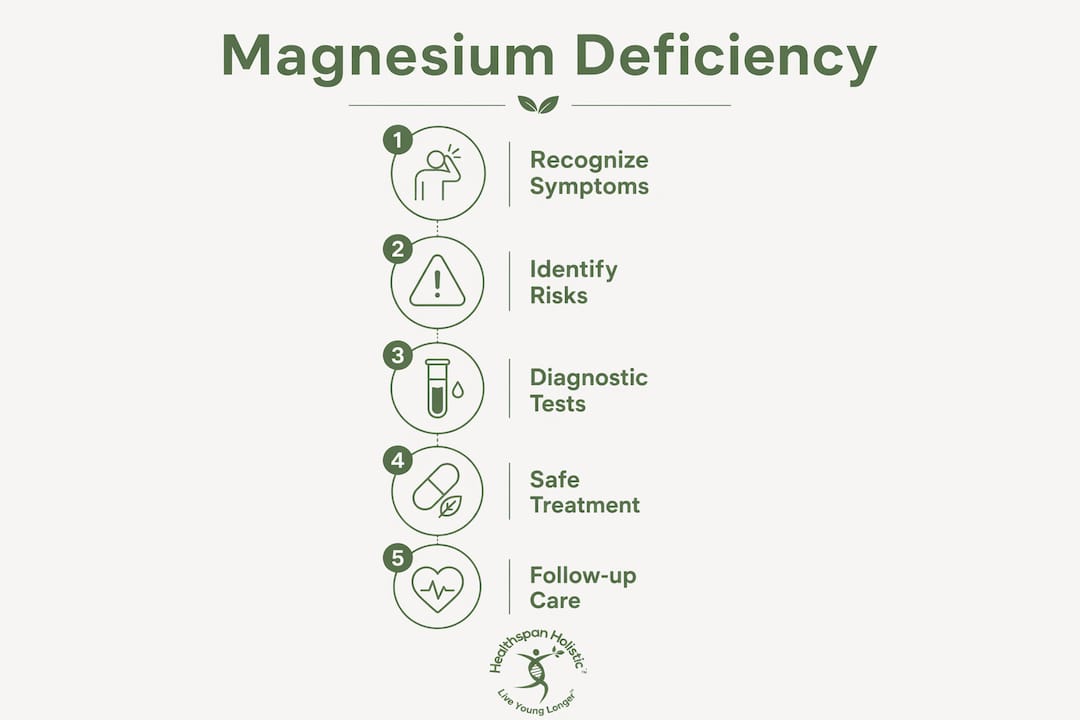 Infographic outlining magnesium deficiency steps