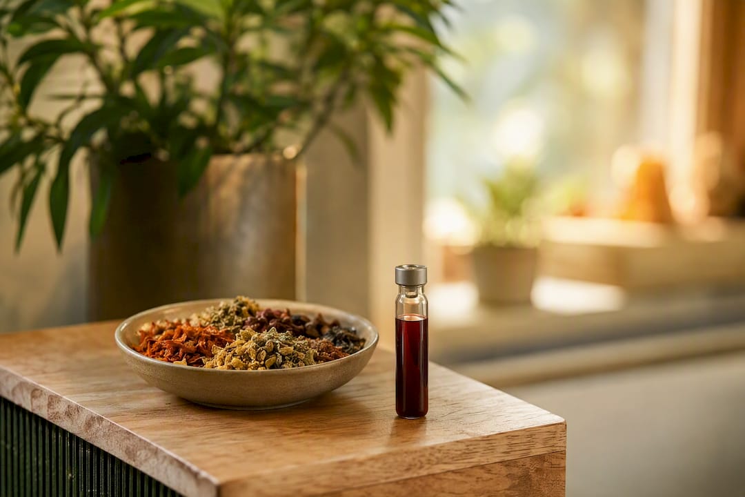 Blood vial in holistic health clinic setting
