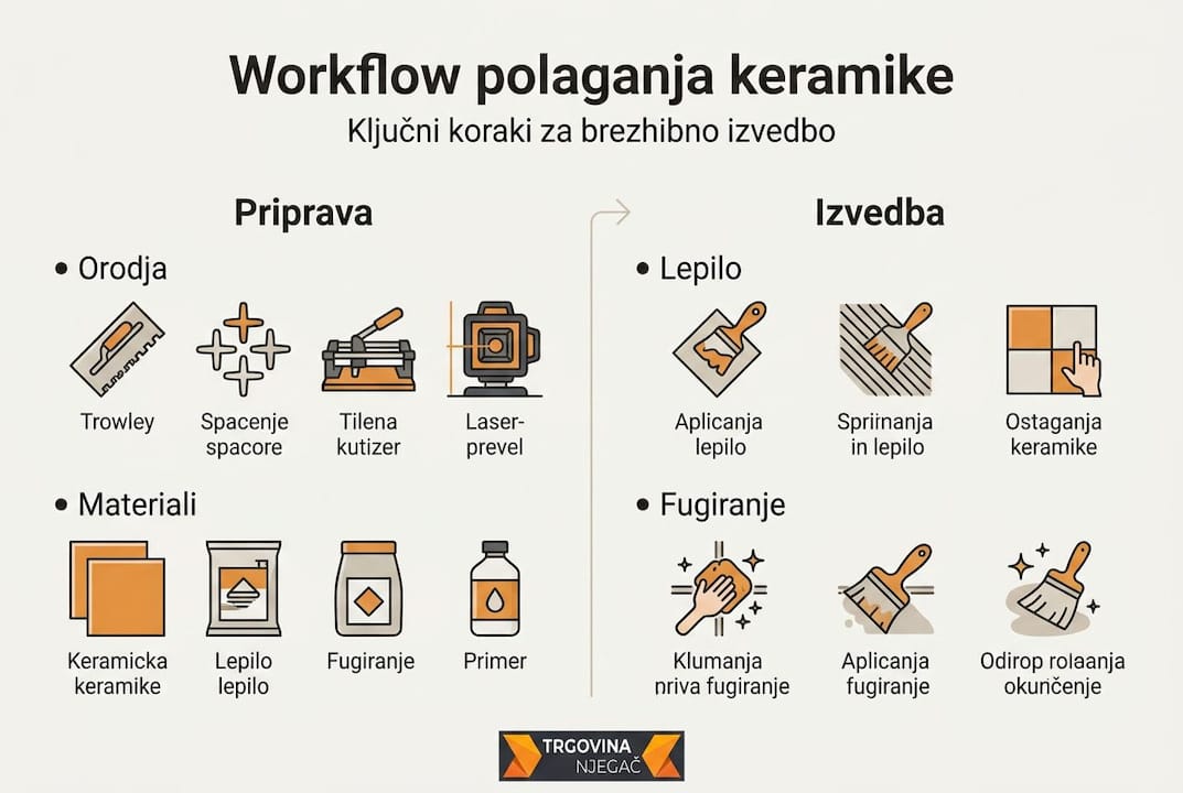 Infografika: koraki pri polaganju keramike