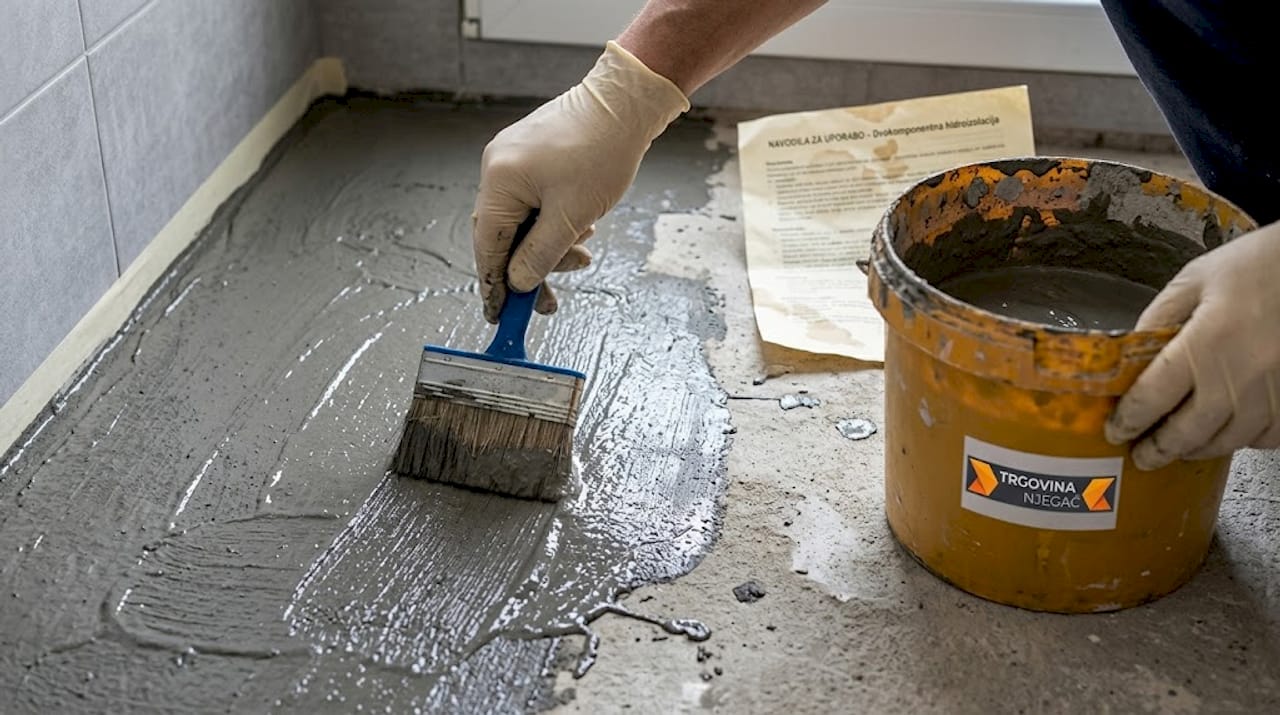 Roke nanašajo cementno hidroizolacijo