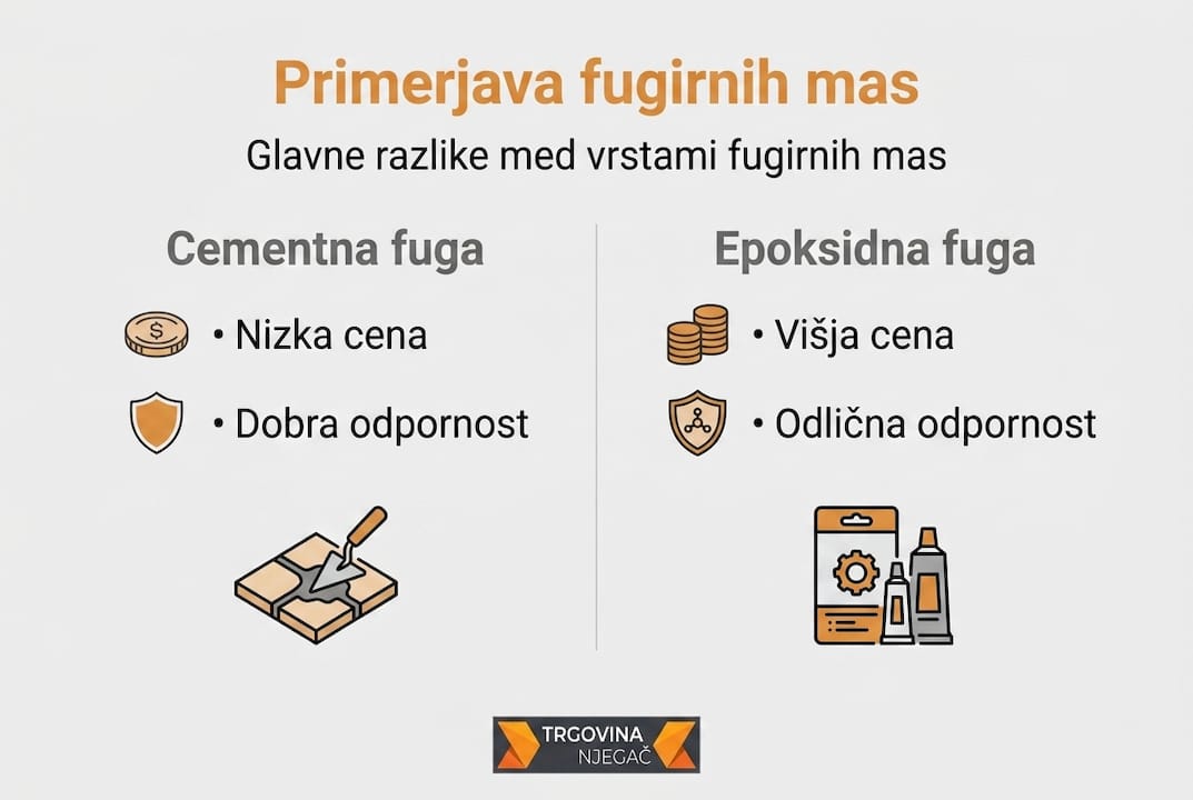 Infografika: pregled različnih vrst fugirnih mas