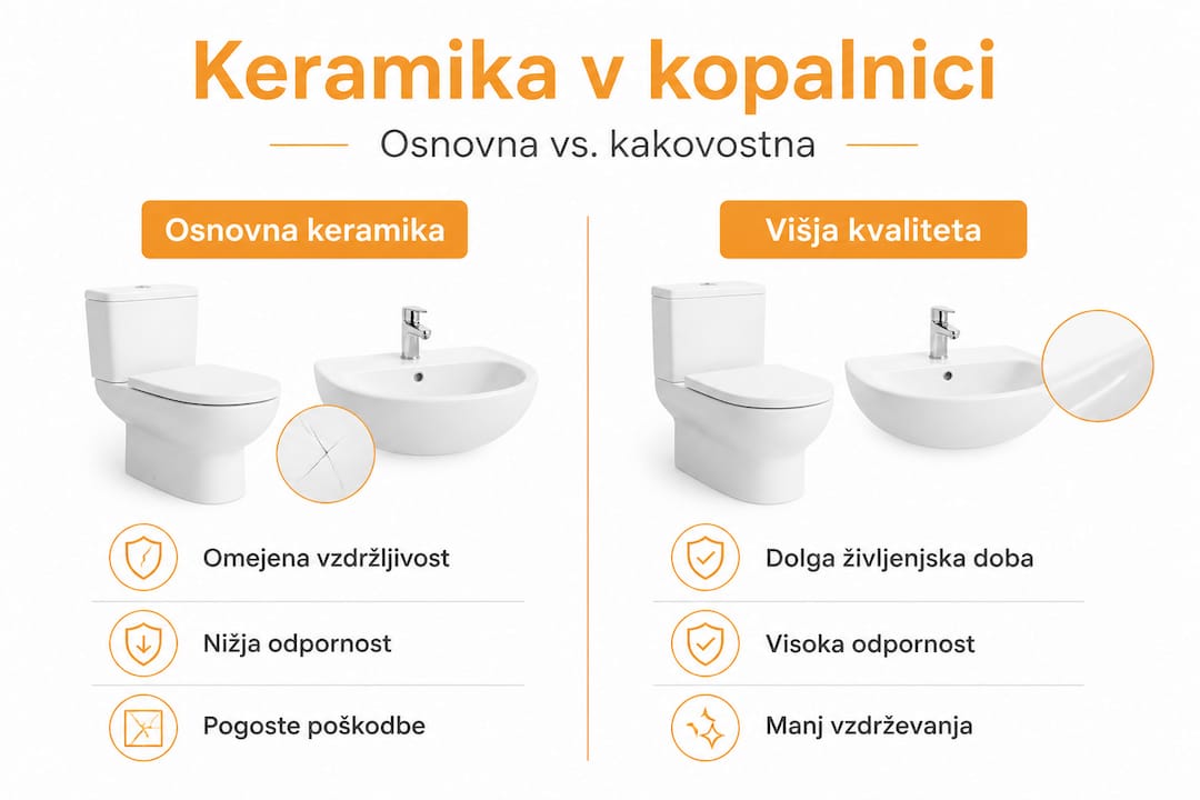 Infografika: primerjava med osnovno in vrhunsko keramiko