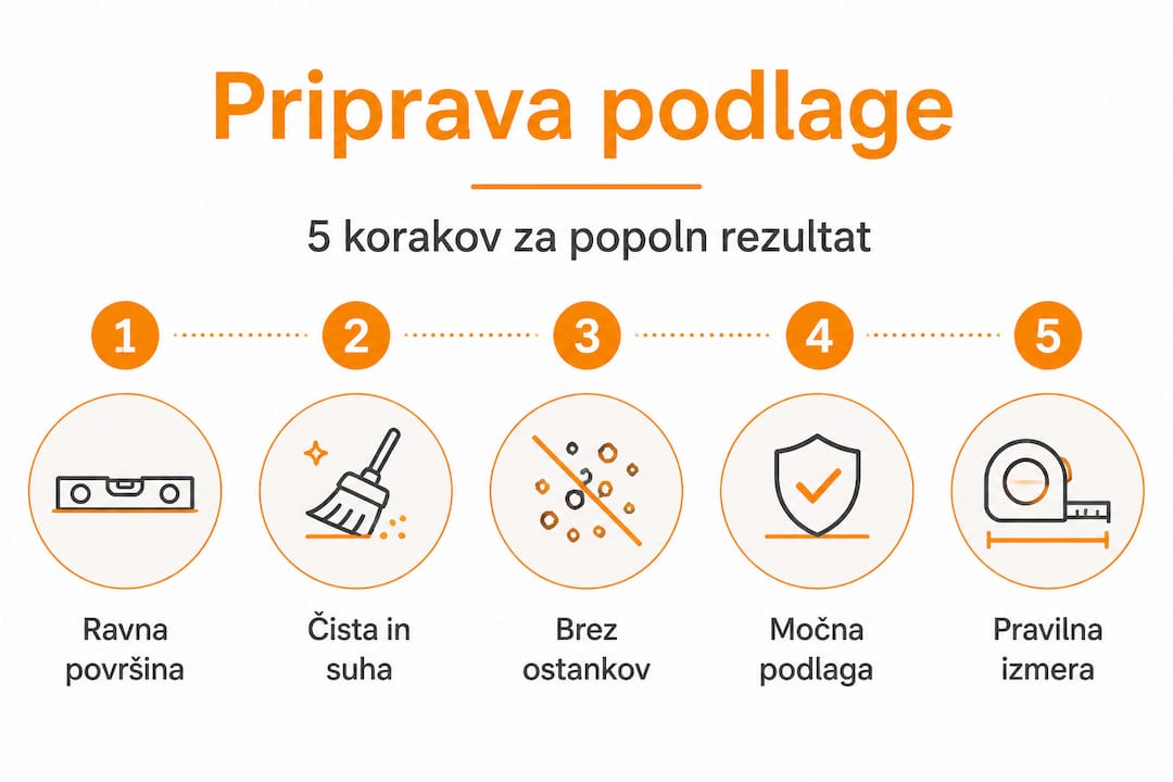 Infografika: pet ključnih korakov za pripravo tal pred polaganjem keramičnih ploščic