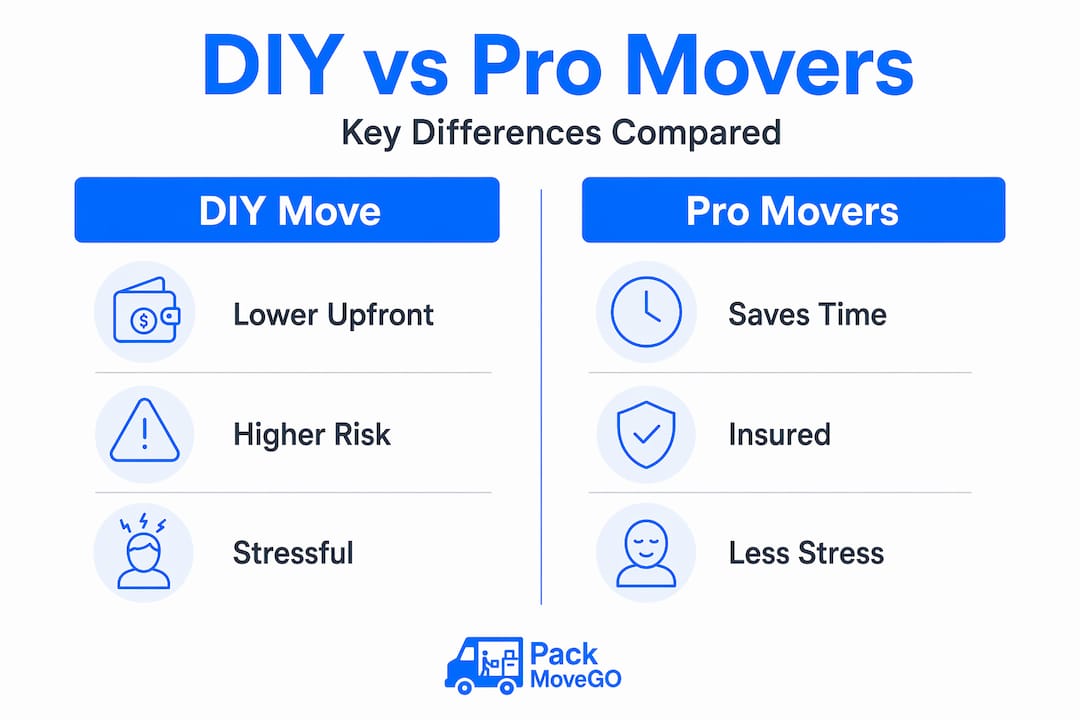 Infographic comparing DIY move and professional movers