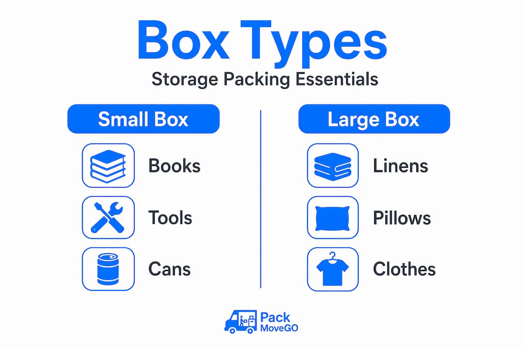 Infographic comparing small and large storage boxes