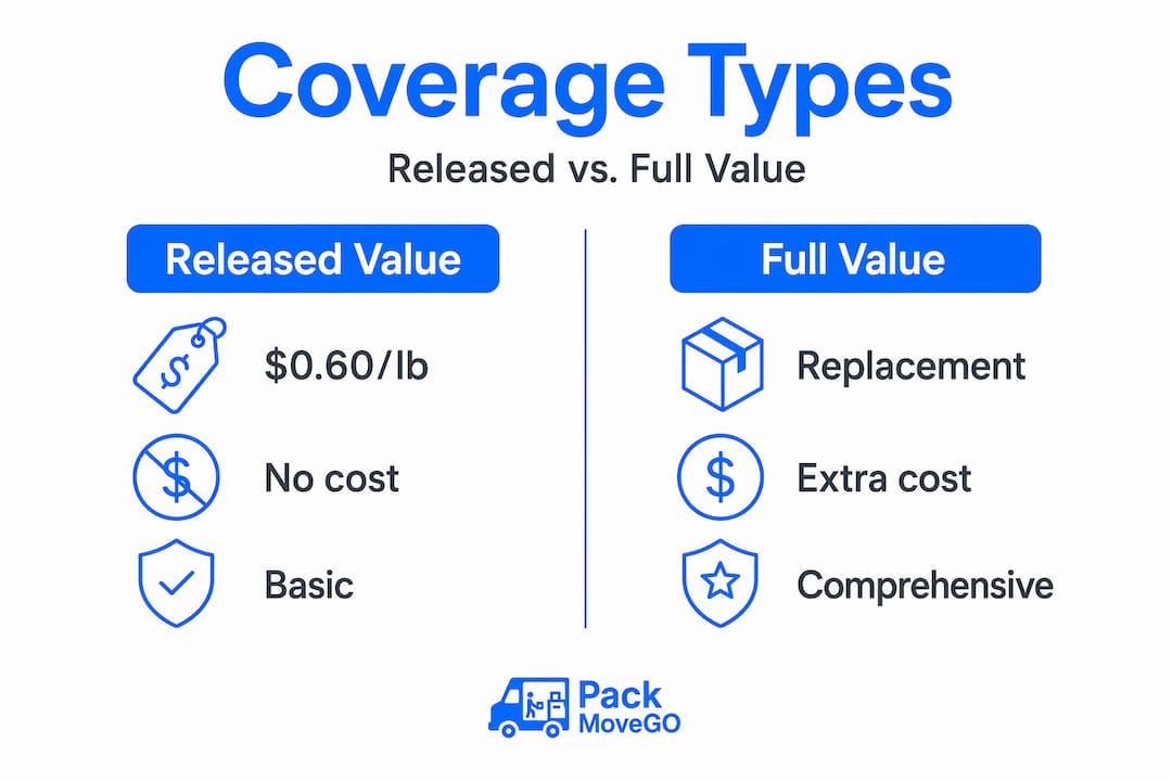 Infographic comparing Released and Full Value moving insurance