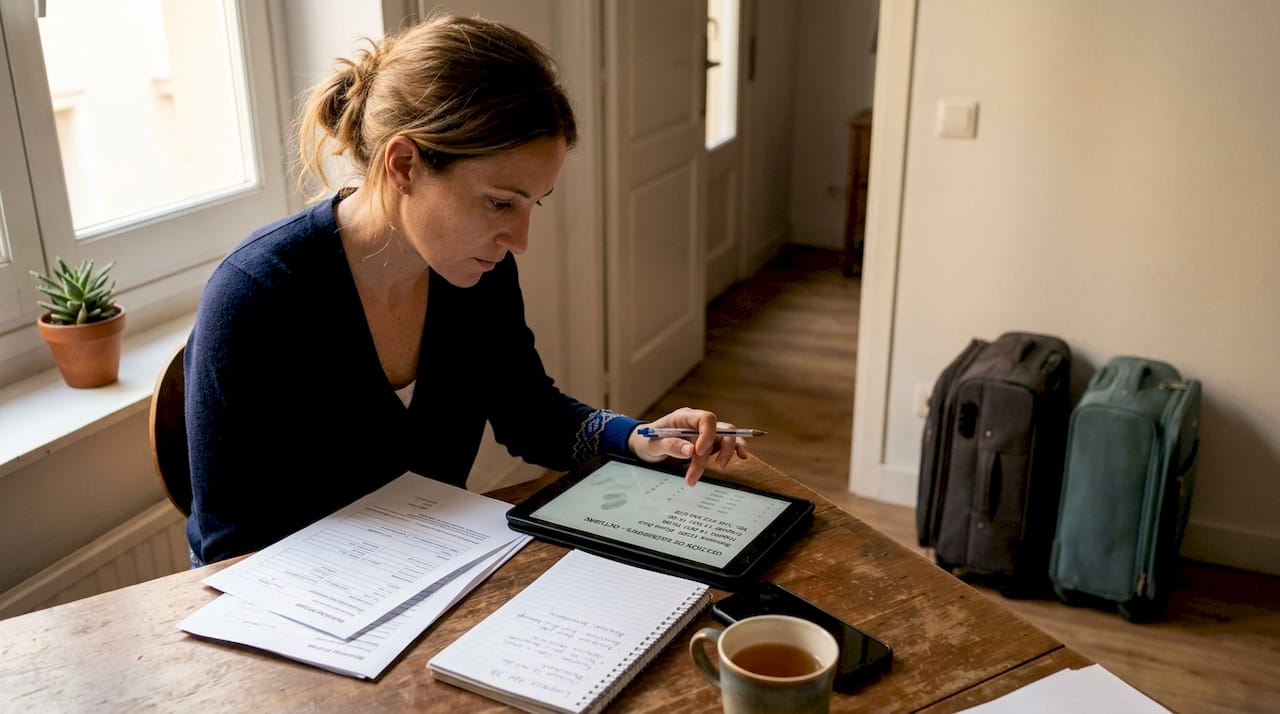 Encargada revisando la lista de huéspedes desde una tablet