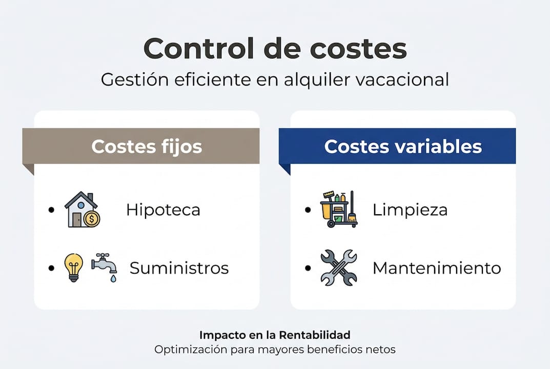 Infografía sobre los diferentes tipos de costes en un alquiler vacacional