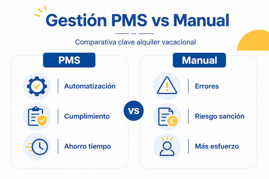 Infografía: comparación entre el uso de un PMS y la gestión tradicional