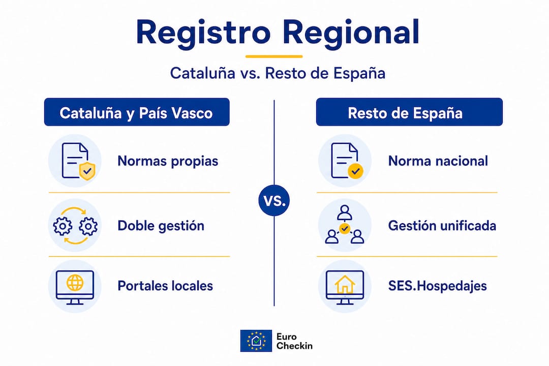Infografía sobre las diferencias en la normativa de registro según las comunidades autónomas en España
