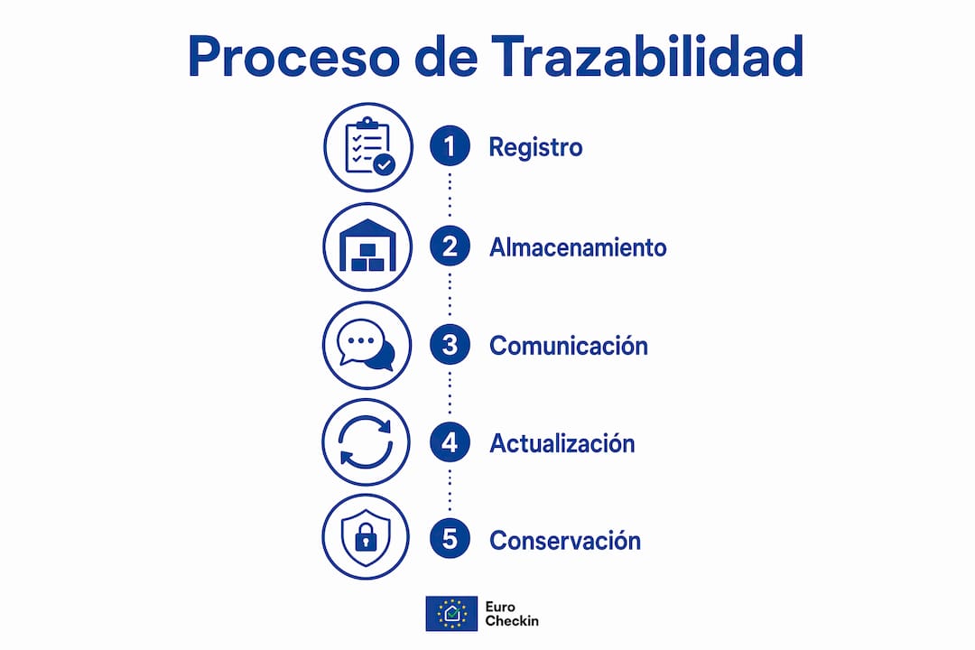 Infografía que explica paso a paso cómo se lleva a cabo la trazabilidad en establecimientos de alojamiento