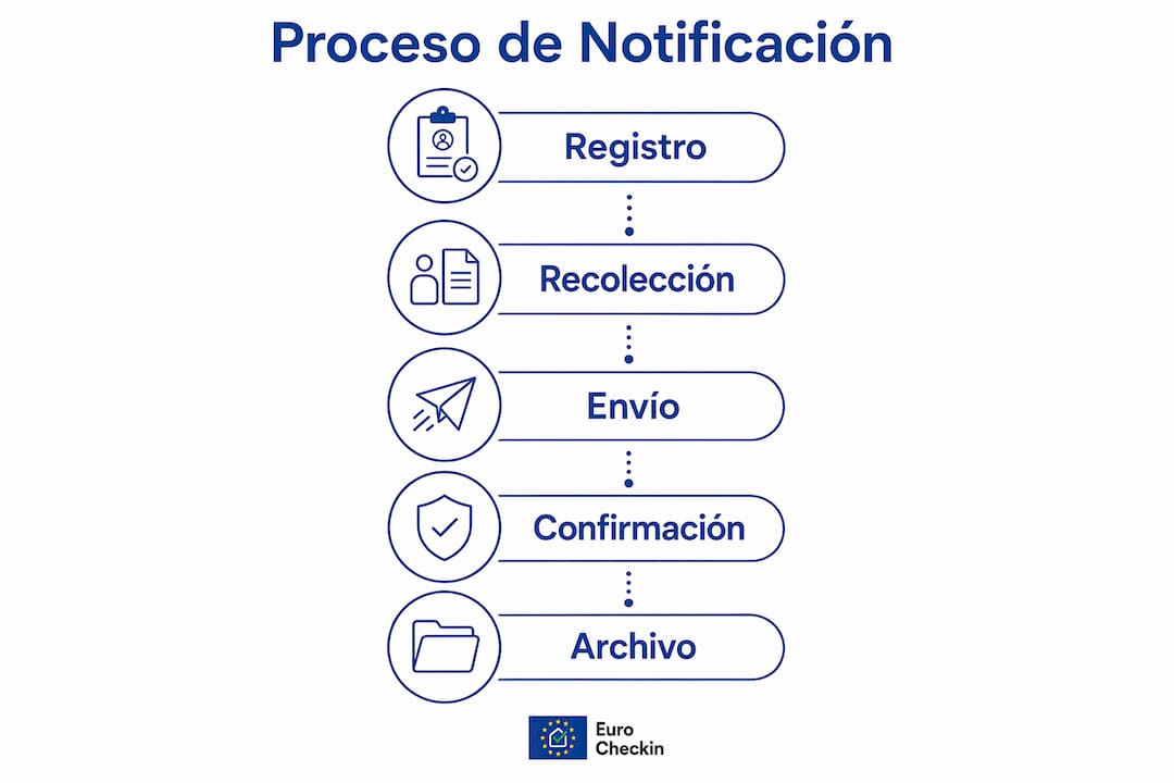 Infografía sobre cómo funciona el proceso de notificación en los hoteles