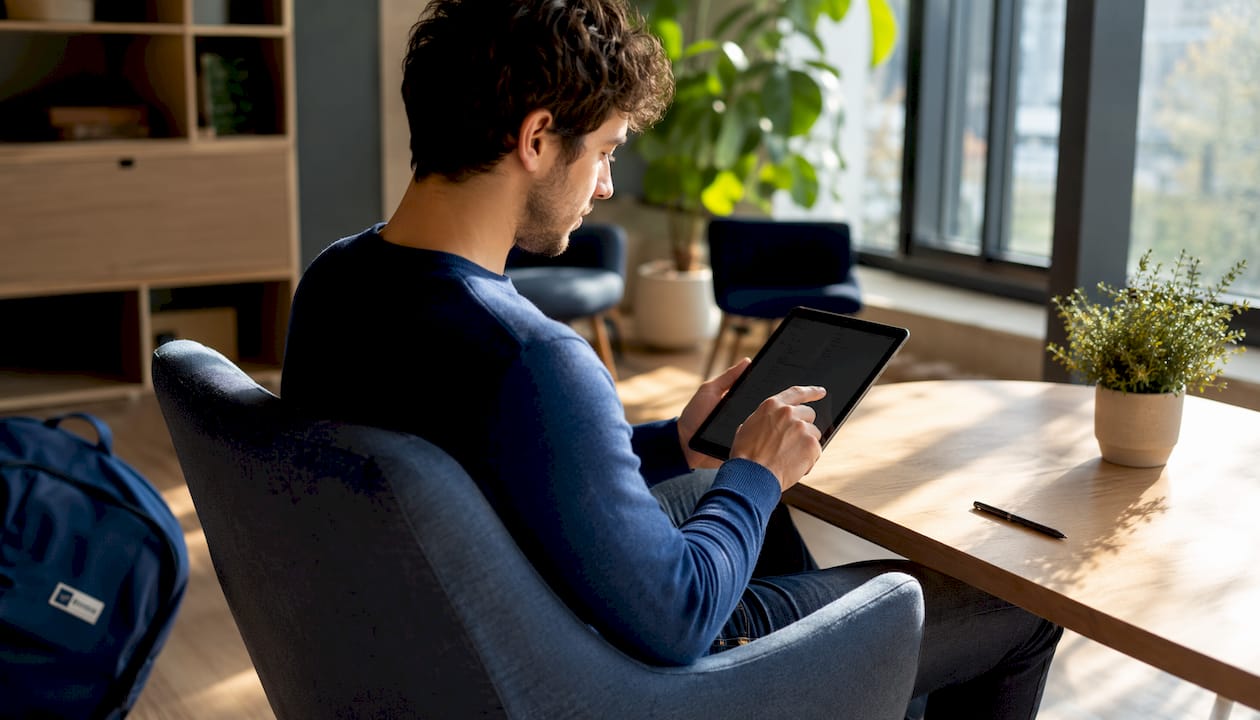 Una persona usando una tablet para completar el formulario digital de NRUA