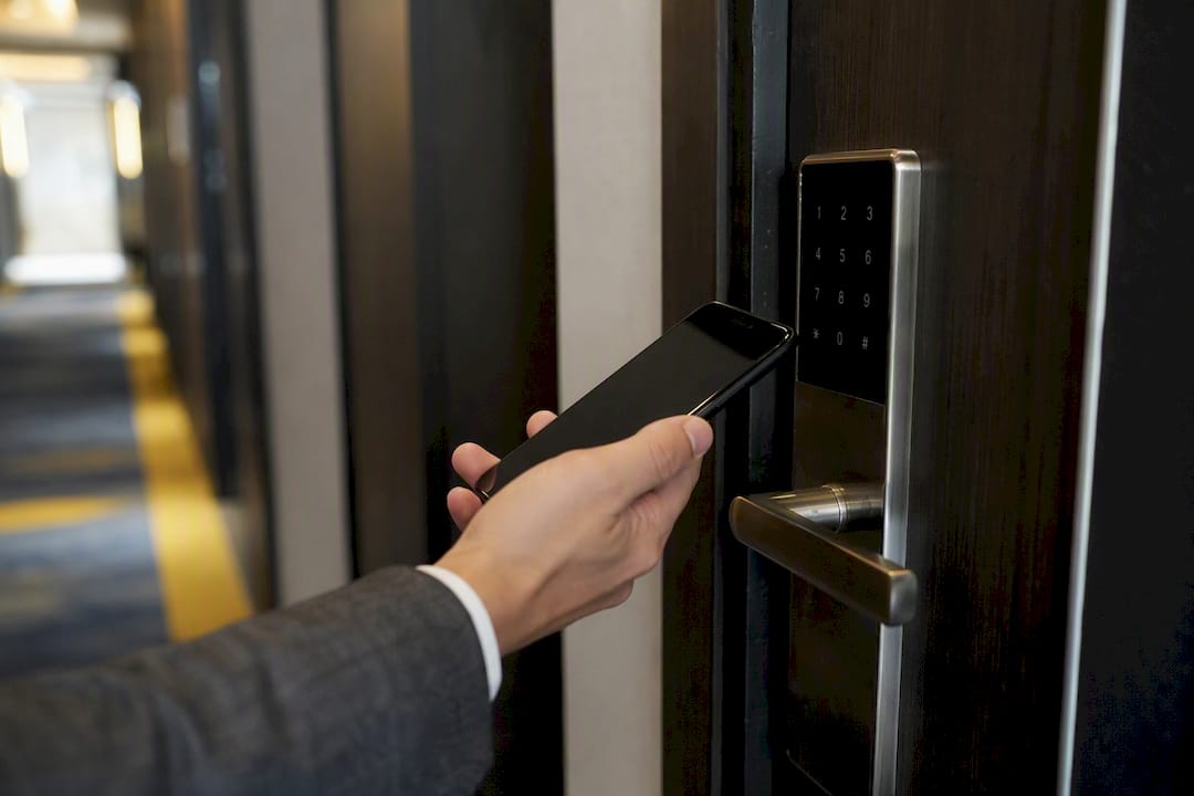 Smartphone used to unlock hotel room door