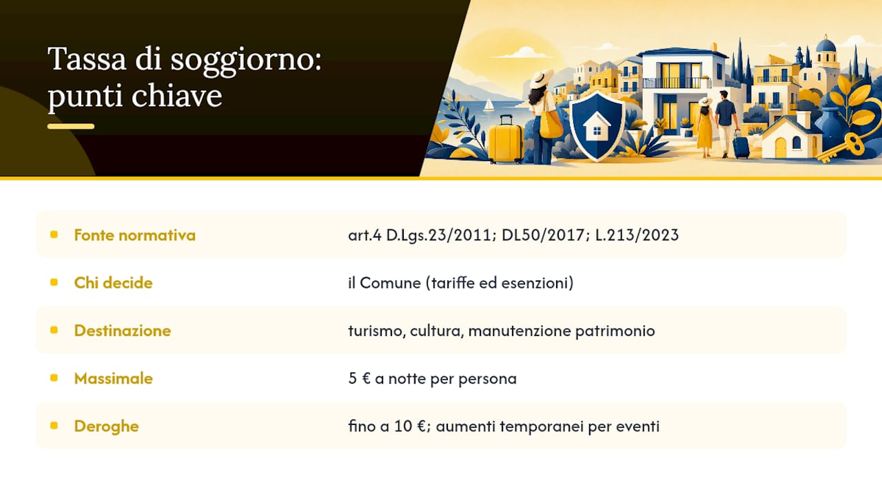 Che cos'è la tassa di soggiorno affitti brevi: base normativa e finalità — overview diagram