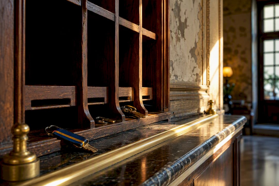 Restored hotel mail slots used as key drops