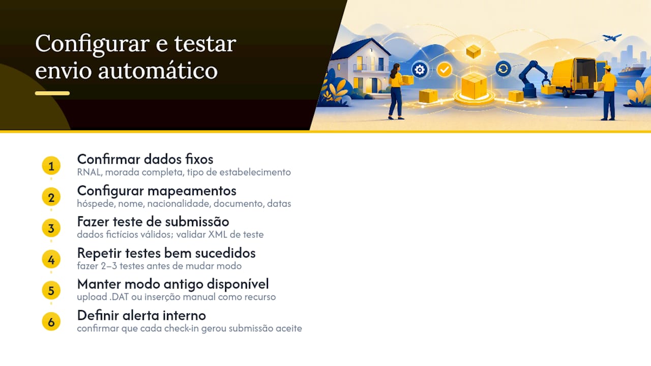 Passos técnicos para configurar e testar o envio automático — overview diagram