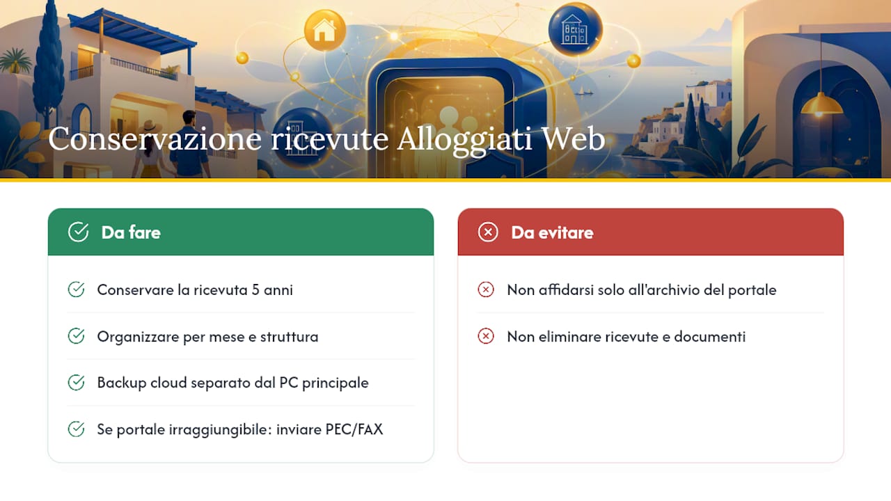 Conservazione delle ricevute Alloggiati Web: quanto e come archiviarle — overview diagram