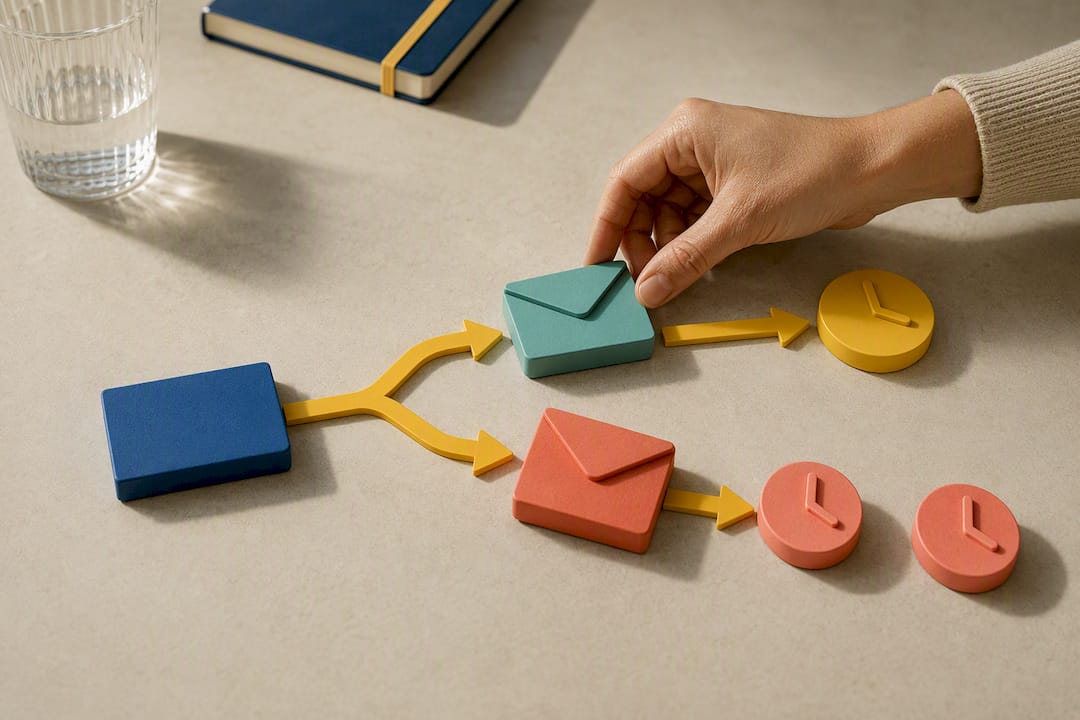 Branching check-in message timing workflow