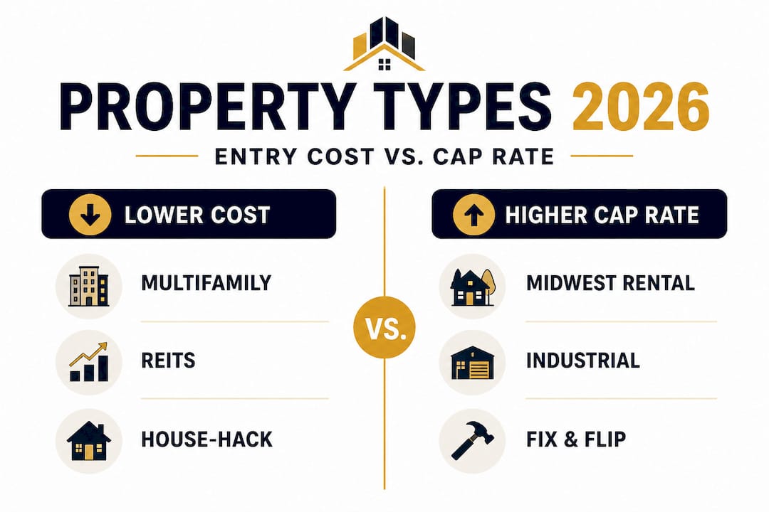 Infographic comparing entry cost and cap rate property types