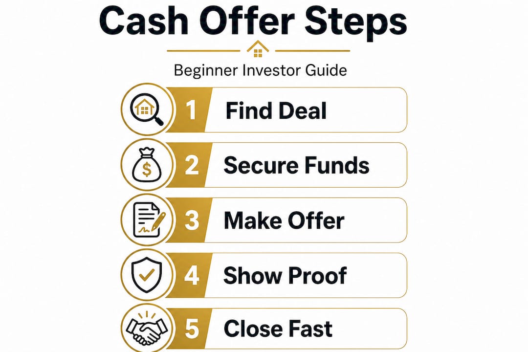 Infographic with cash offer steps for beginners