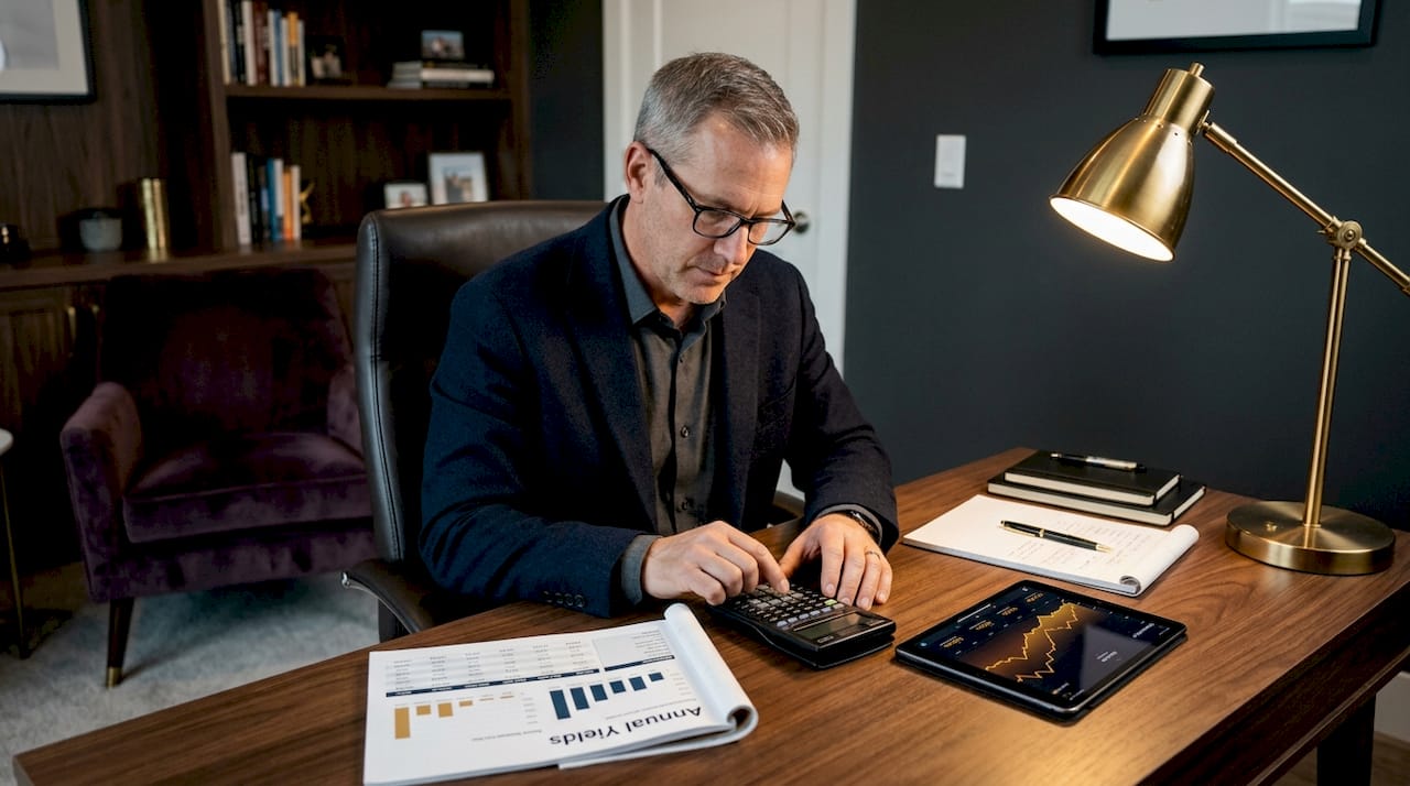 Man analyzing property investment returns