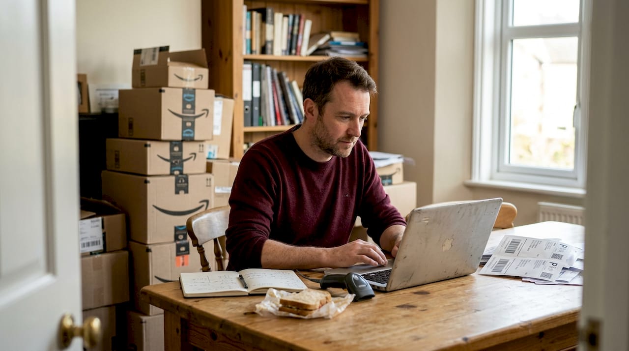 UK seller updating FBA inventory at home