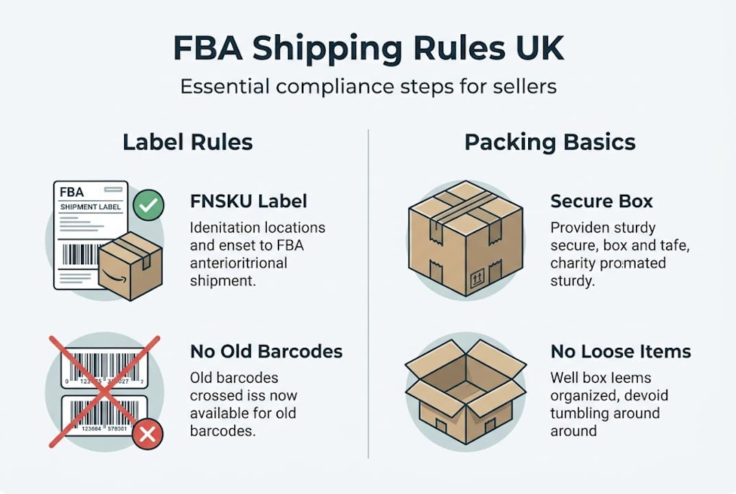 Infographic of FBA UK shipping rules overview