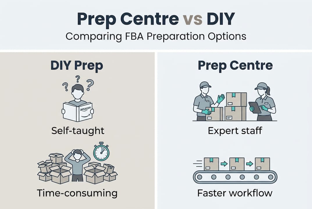 Infographic comparing DIY and prep centre FBA