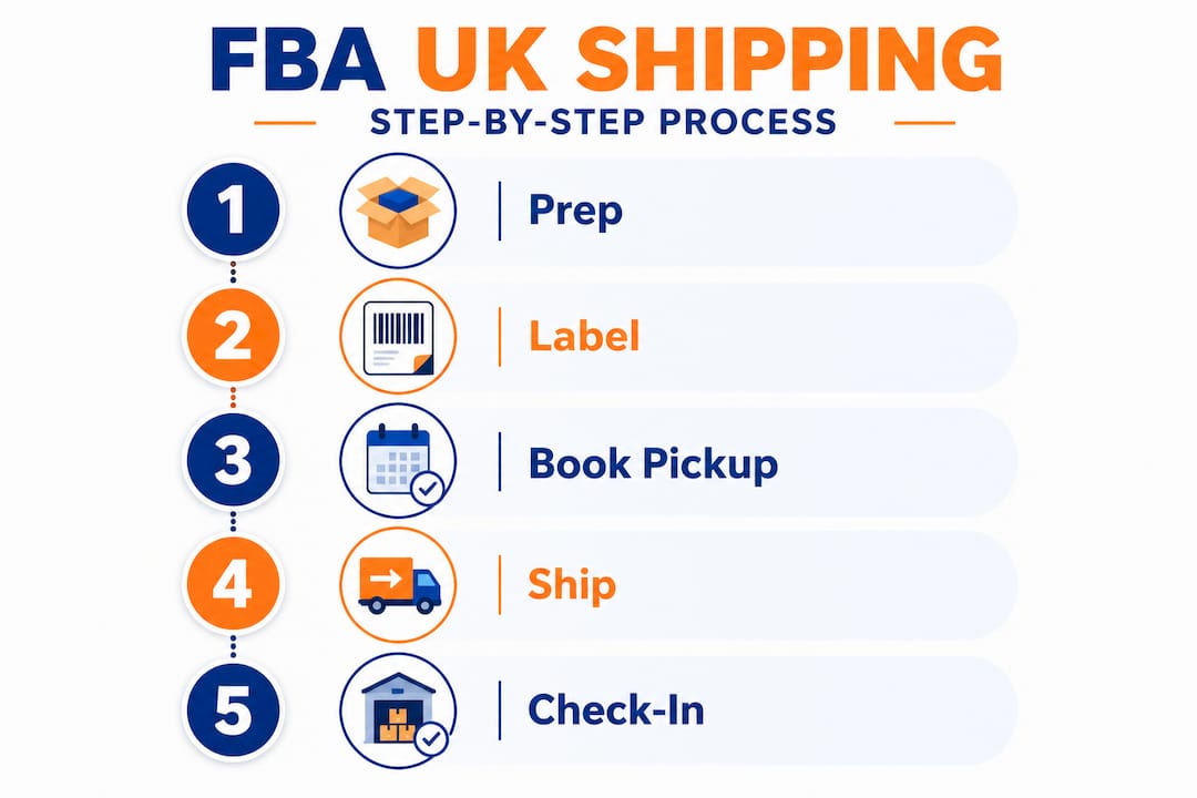 Infographic showing FBA UK shipping steps