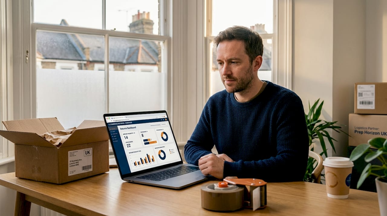 UK e-commerce seller reviewing Amazon FBA returns