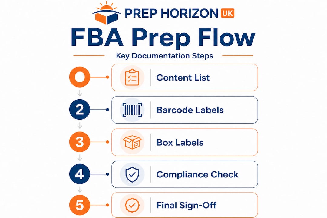 Infographic showing FBA prep process flow